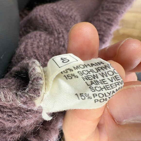 ESCADA VTG Heritage Mohair Top Buttons Eggplant Knitted Cardigan 70's 80's sz 40 - Picture 12 of 14